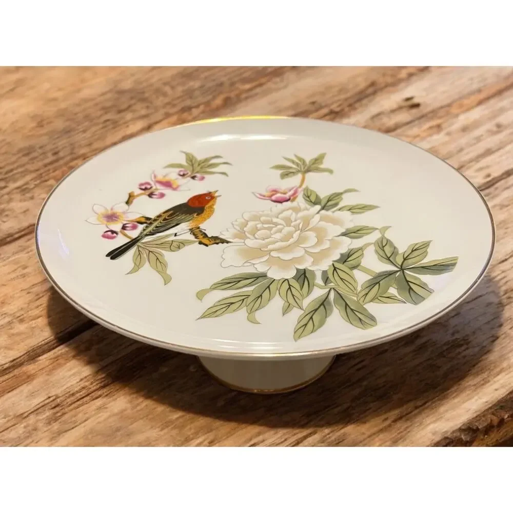 RARE VINTAGE SHAFFORD JAPAN CAKE STAND Chinese Garden Bird FAST SHIPPING 3040-35
